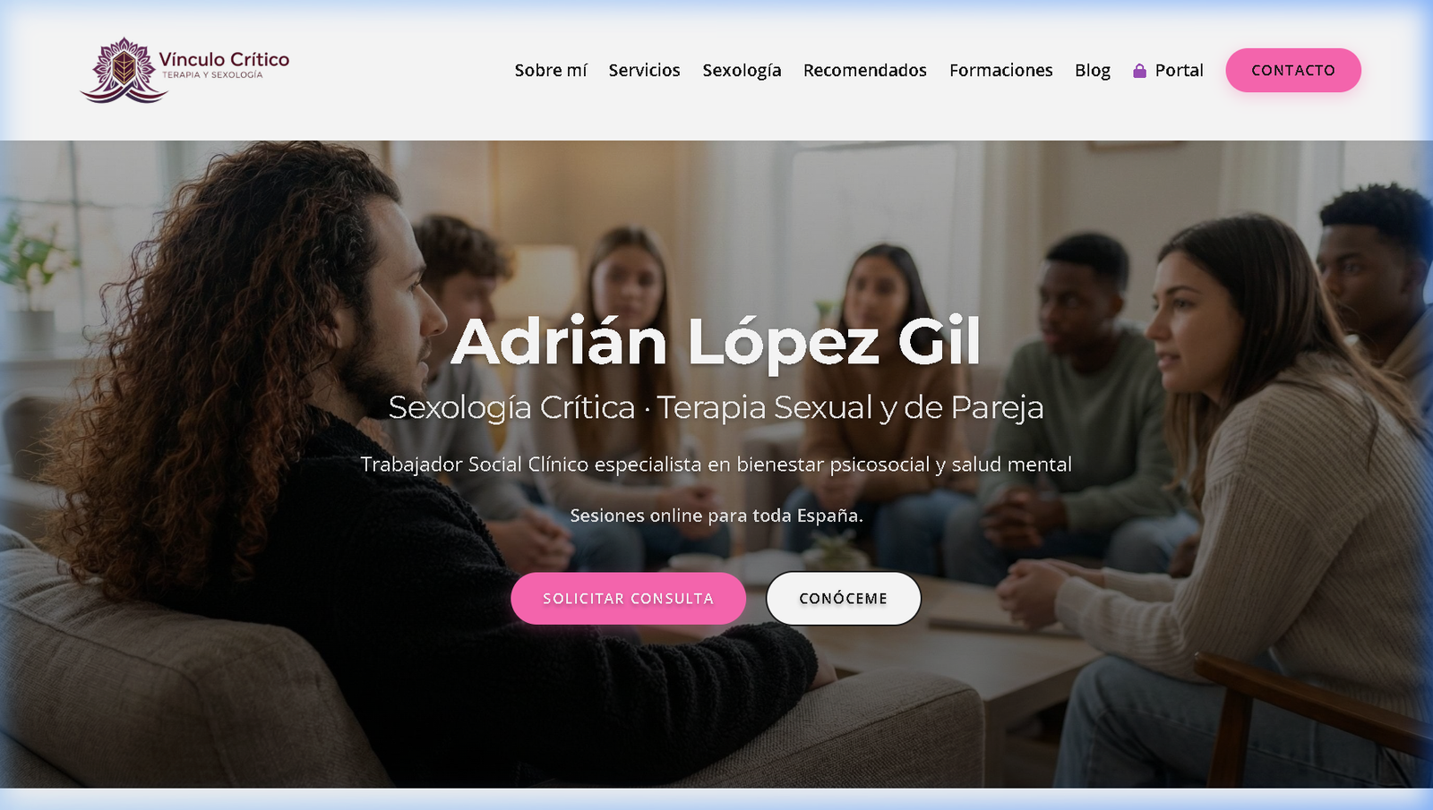 Página de inicio de Vínculo Crítico diseñada por Jorge Morales Solís