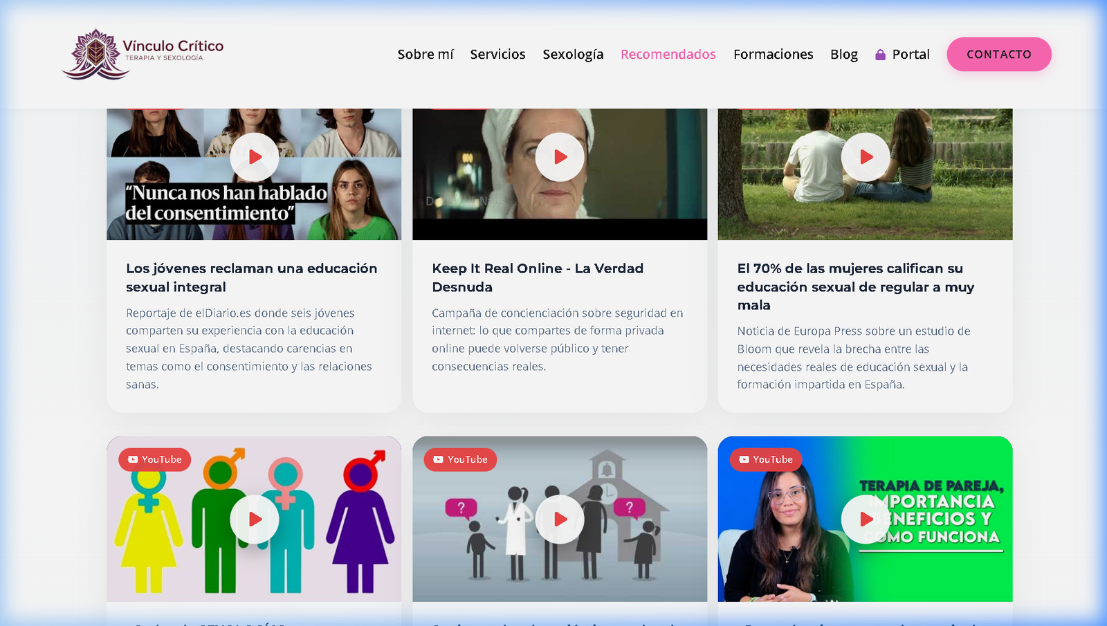 Videoteca y biblioteca de libros recomendados