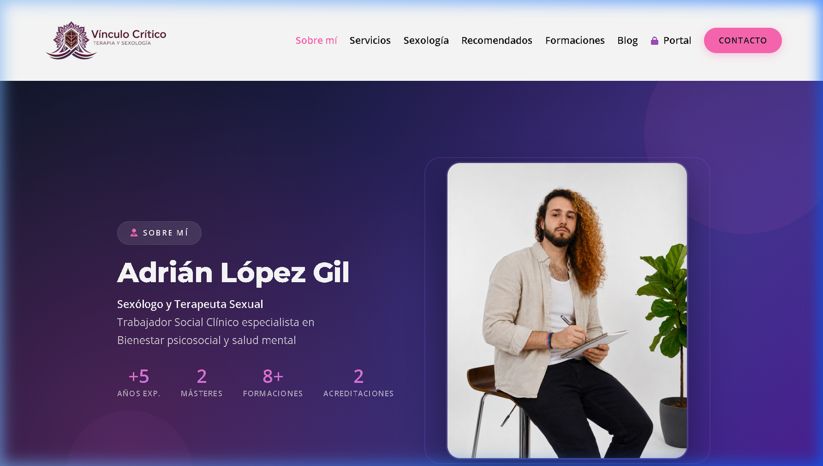 Página de presentación profesional de Adrián López Gil